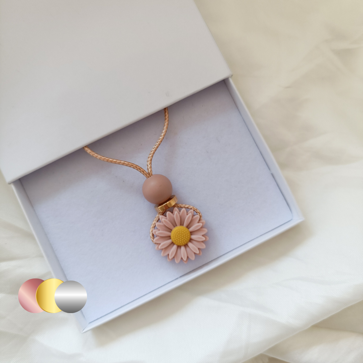 Blossy Pink Dainty Daisy Silicone Nursing Pendant