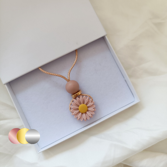 Blossy Pink Dainty Daisy Silicone Nursing Pendant