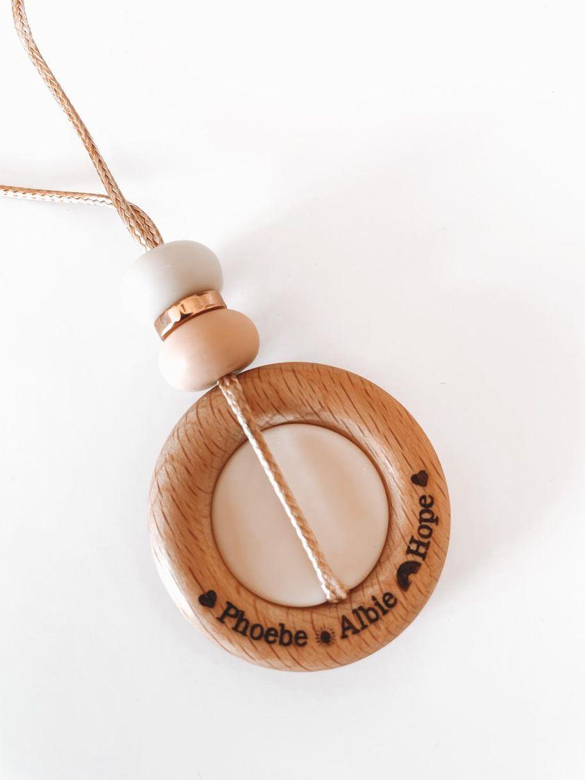 Fern Embossed Pendant - Bennie Blooms Breastfeeding, Teething and Fiddle Jewellery at its finest.