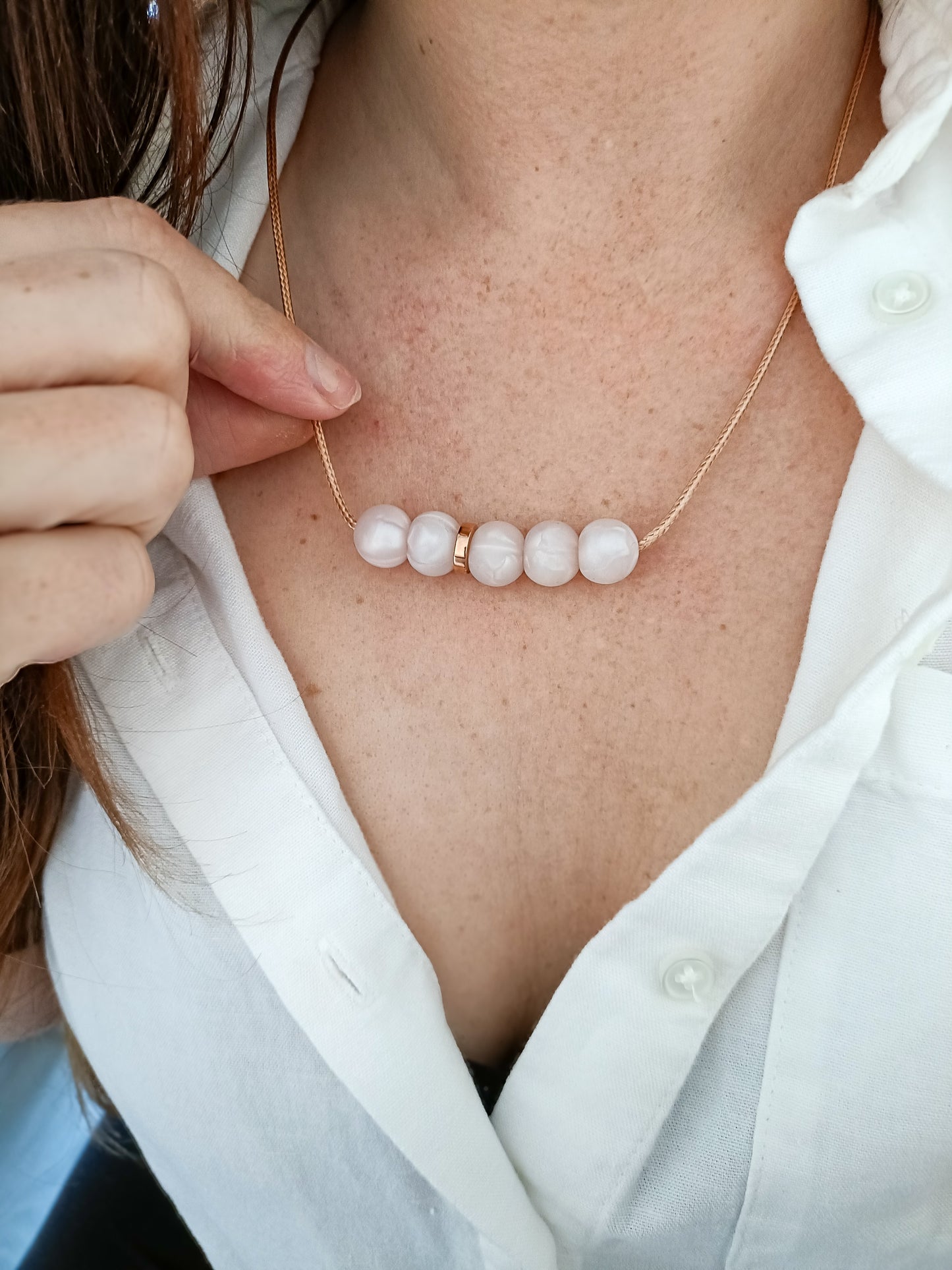 SIlicone Pearl Bar Necklace