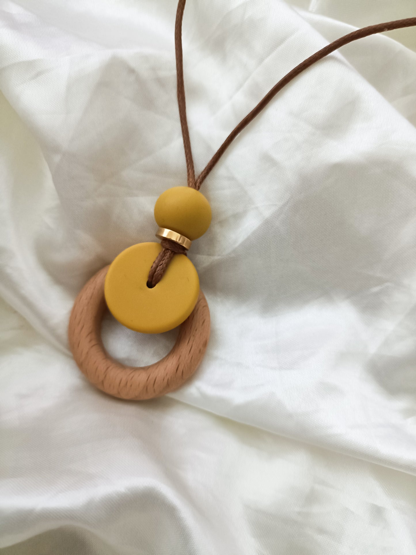 Personalised mustard Nursing and Teething Pendant