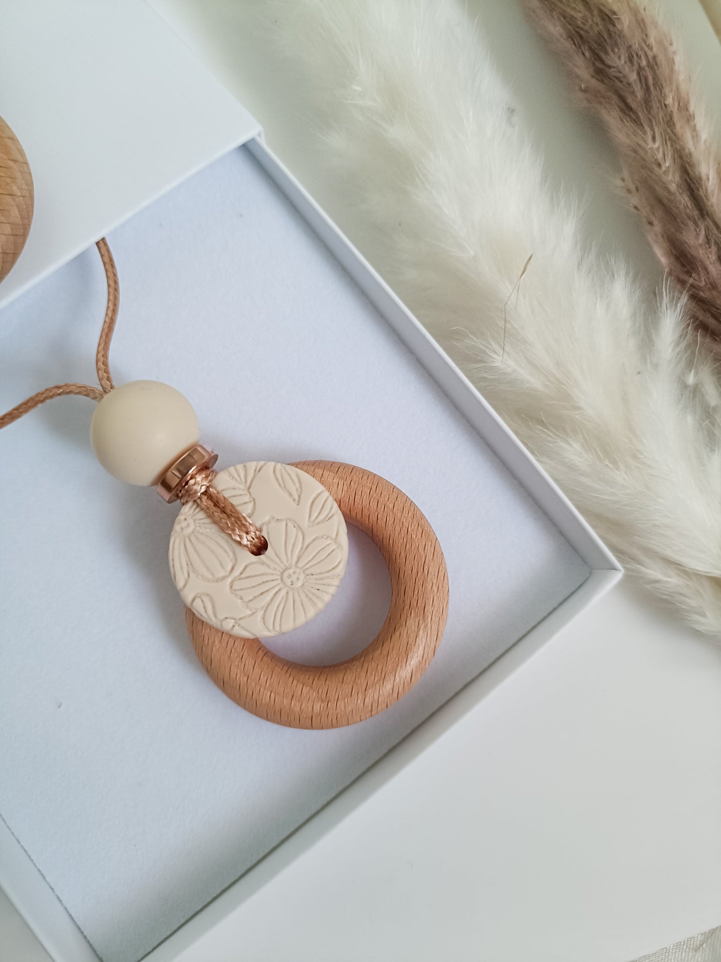 Embossed Cream Bloom Pendant