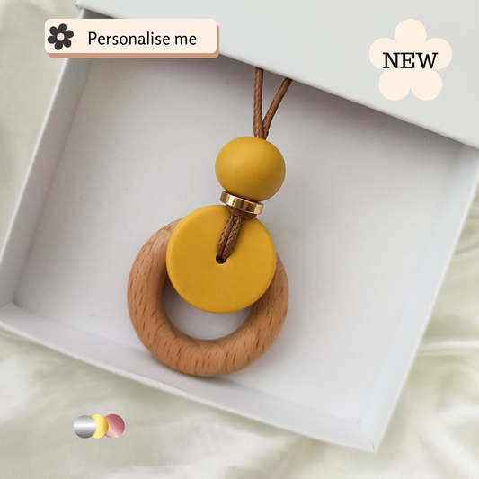 Personalised mustard Nursing and Teething Pendant