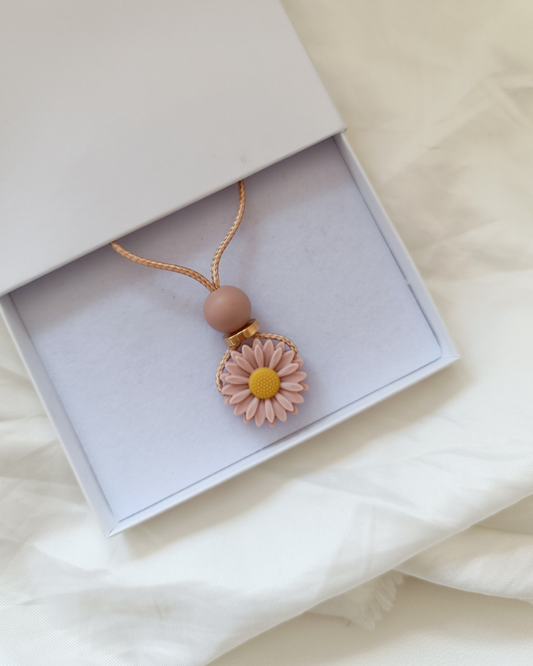 Blossy Pink Dainty Daisy Silicone Nursing Pendant