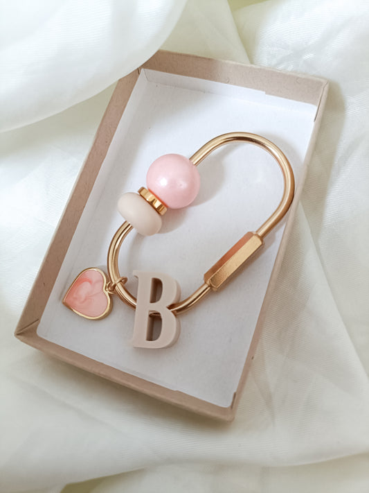 Pink Heart Charm Carabiner Keyring