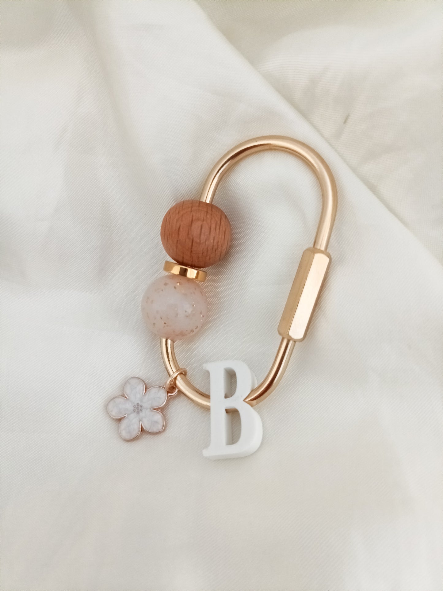 Initial Cherry blossom Charm Carabiner Keyring