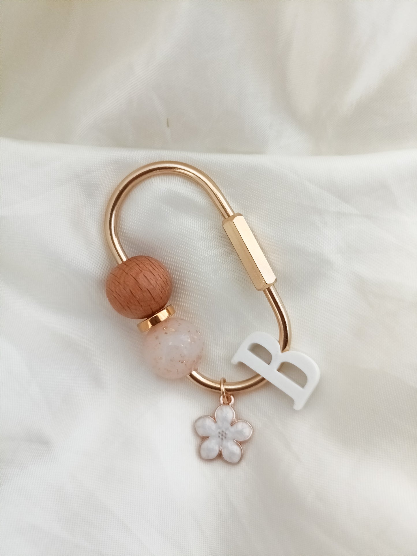 Initial Cherry blossom Charm Carabiner Keyring