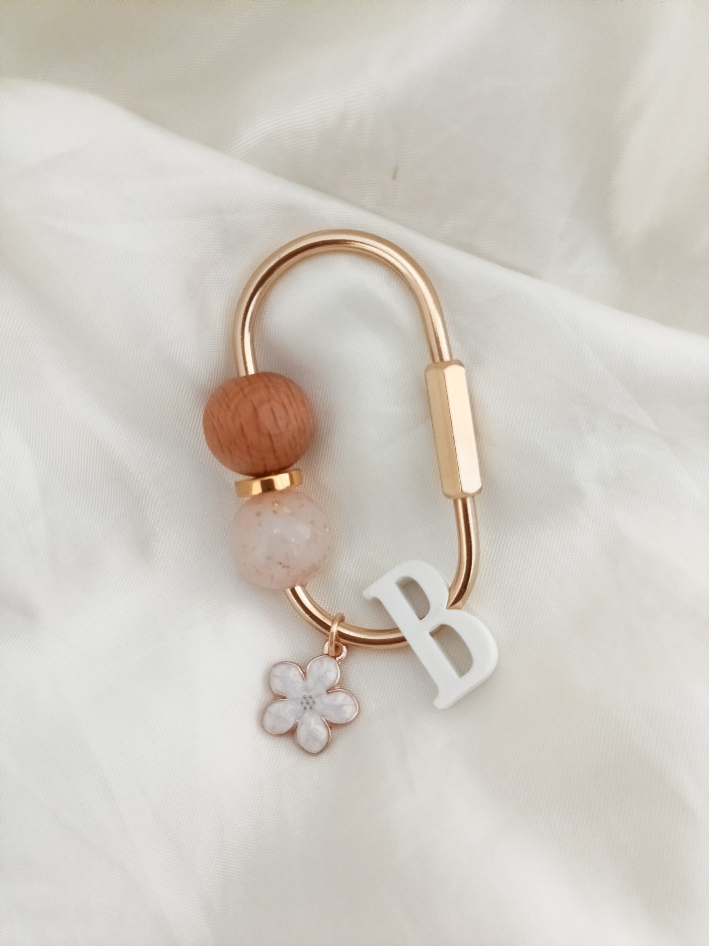 Initial Cherry blossom Charm Carabiner Keyring