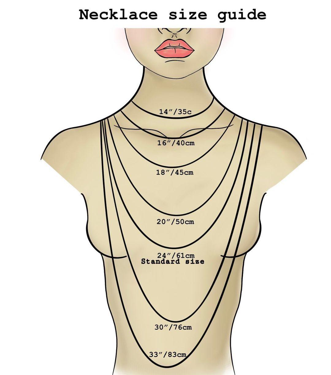 Blossy Naturals Beechwood Necklace size chart for  Breastfeeding, Teething and Fiddle Jewellery at its finest.